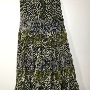 Tiered Animal and Paisley Print Maxi Skirt Sz S